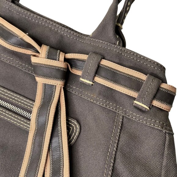 Vintage Y2K Gap Canvas Slouchy Tote Bag Brown Indie - Picture 3 of 10